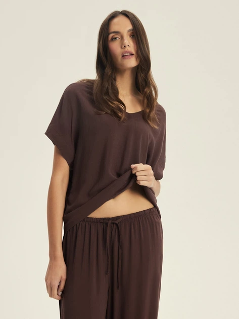 Піжама (футболка + штани) жіноча Esotiq Corenso 43825-89X XL Коричнева (5903972695470) - зображення 3