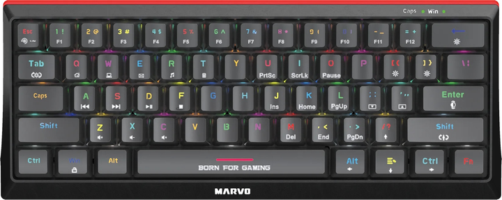 Klawiatura przewodowa Marvo KG962G Hecate 61R Jixian Red USB Black (KG962G EN-R) - obraz 1