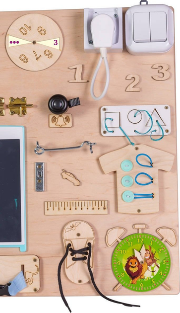 Сенсорно-маніпуляційна дошка Ikonka дерев'яна 75 x 50 см (5901549533880) - зображення 3