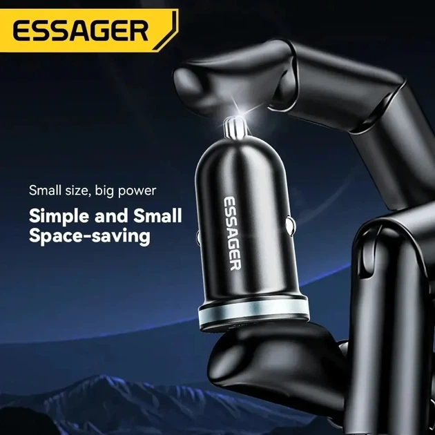 Автомобильное зарядное устройство Essager 30W USB + Type-C QC 4.0 PD 3.0 (ECCPQ-SR01-P) - Фото 2 Автомобильное зарядное устройство Essager 30W USB + Type-C QC 4.0 PD 3.0 (ECCPQ-SR01-P) - изображение 2