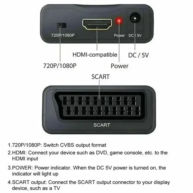 Переходник HDMI to SCART конвертер для телевизора 1080P PAL/NTSC - изображение 4