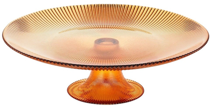 Patera na tort Vilde szklana na nóżce Bursztynowa 28 cm (8721037043557) - obraz 1
