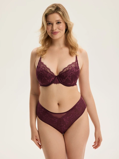 Бюстгальтер з кісточками мереживний Esotiq Cloe 43532-93X 65G Бордовий (5903972680612) - зображення 3