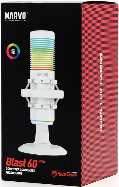 Mikrofon Marvo Blast 60 RGB USB Type-C White (MIC-07 WH) - obraz 10
