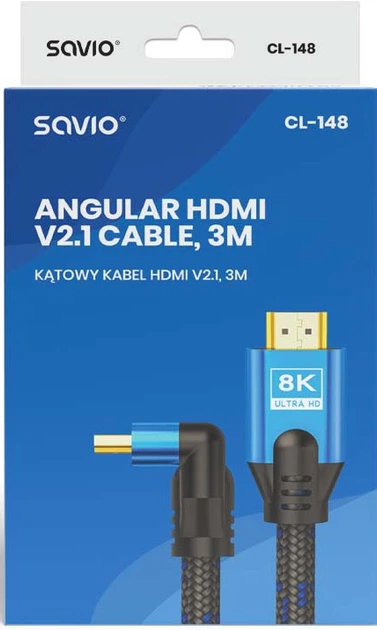 Kabel Savio CL-148 HDMI 3 m HDMI Type A Czarny, Niebieski (SAVKABELCL-148) (955555912469747) - Outlet - obraz 2