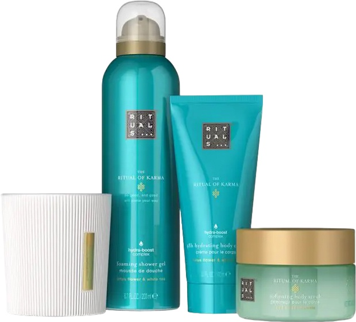 Zestaw Rituals The Ritual Of Karma Krem do ciała 100 ml + Peeling do ciała 125 ml + Żel pod prysznic 200 ml + Świeca zapachowa 140 g (8719134184525) (955555913837991) - Outlet - obraz 2