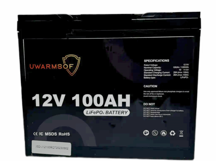 Аккумулятор LiFePo4 (Литий-железо-фосфатный) UWarmSof 12V 100Ah BMS + Bluetooth - Фото 1 Аккумулятор LiFePo4 (Литий-железо-фосфатный) UWarmSof 12V 100Ah BMS + Bluetooth - изображение 1
