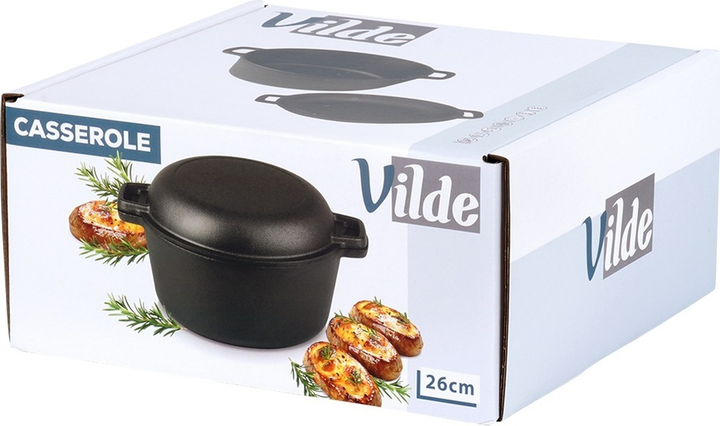 Набір каструль Vilde Cast Line 2 в 1 чавунний з кришкою Чорний 4.5 л / 1.6 л (5900670102347) - зображення 4