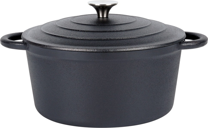 Каструля чавунна Vilde Cast Line з кришкою Чорна 3.9 л (5900670102286) - зображення 1