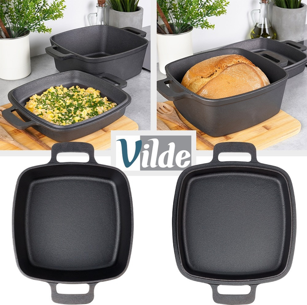 Набір каструль Vilde Cast Line 2 в 1 чавунний з кришкою Чорний 4.5 л / 1.8 л (5900670102361) - зображення 6