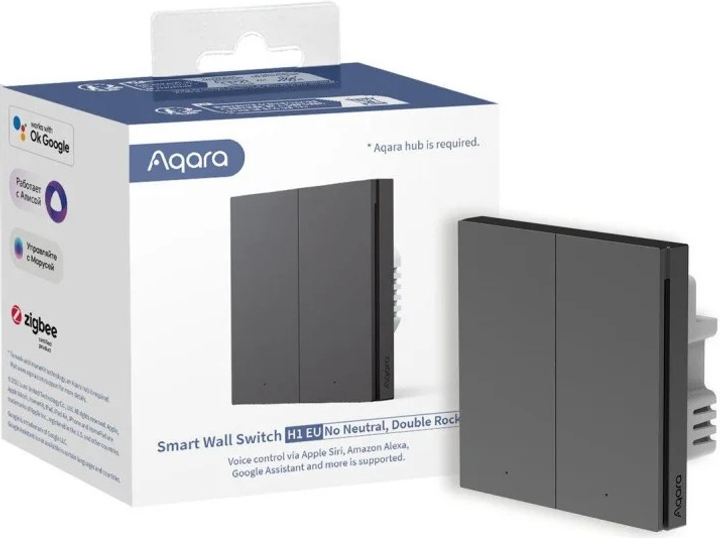 Przełącznik Aqara Smart Wall Switch H1 podwójny bez przewodu neutralnego Szary (WS-EUK02-G) - obraz 4