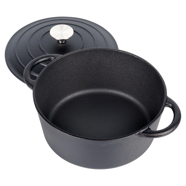 Каструля чавунна Vilde Cast Line з кришкою Чорна 2.6 л (5900670102279) - зображення 2