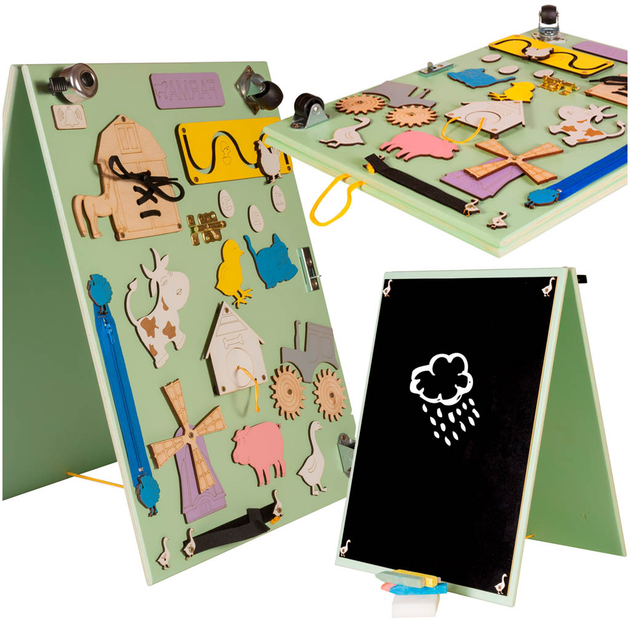 Сенсорно-маніпуляційна дошка Ikonka розкладана ферма зелена (5906395489008) - зображення 2