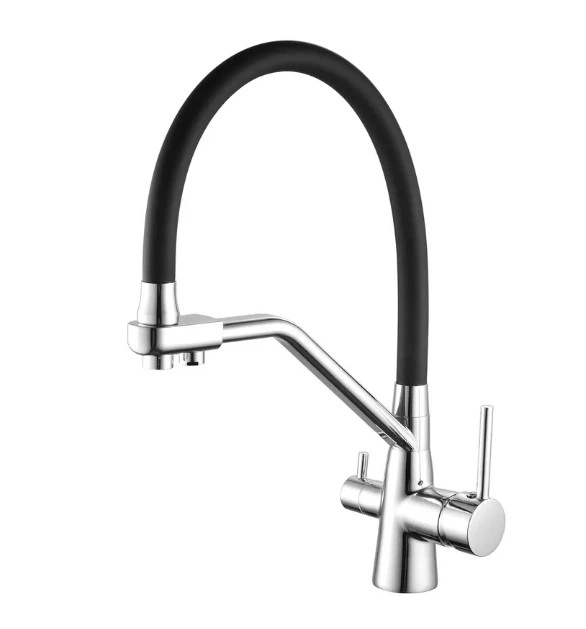 Смеситель на кухню на две воды Mixxus Premium SENNA 021 MI6826 хром-чёрный - Фото 1 Смеситель на кухню на две воды Mixxus Premium SENNA 021 MI6826 хром-чёрный - изображение 1