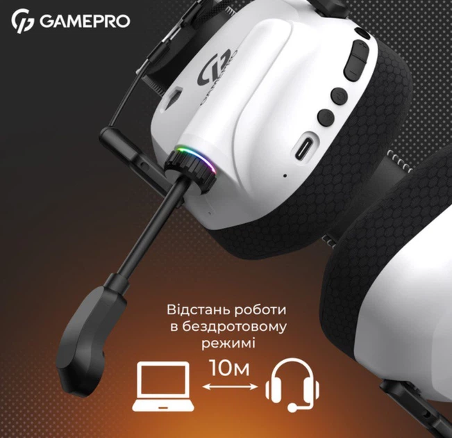 Игровые наушники GamePro HSW-120-W Wireless Mercury Genesis Pro White - изображение 6