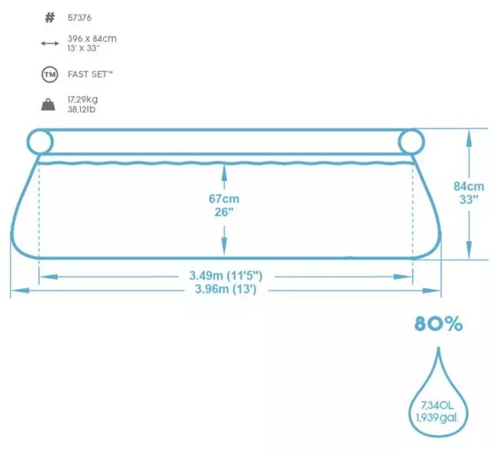 Basen Bestway 57376 Fast Set Round Rattan Ø 396 × 84 cm Szary (6942138968323) - obraz 4