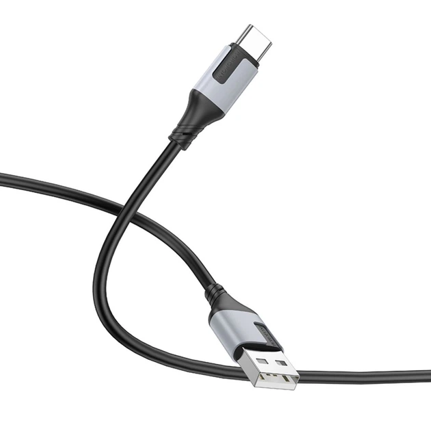 Кабель BOROFONE BX101 USB to Type-C data 3A 1m чорний - Фото 3 Кабель BOROFONE BX101 USB to Type-C data 3A 1m чорний - зображення 3