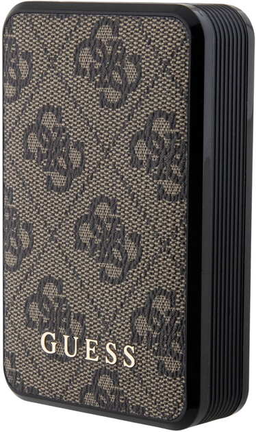 Powerbank Guess 4G Leather Metal Logo 10000mAh 18W USB-C Brown (3666339171407) - obraz 1