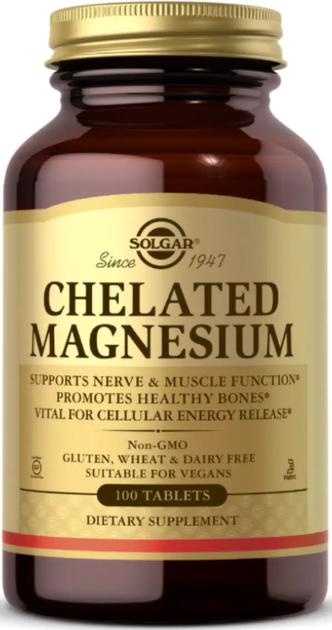 Магний хелат Solgar Chelated Magnesium 100 таблеток - Фото 1 Магний хелат Solgar Chelated Magnesium 100 таблеток - изображение 1