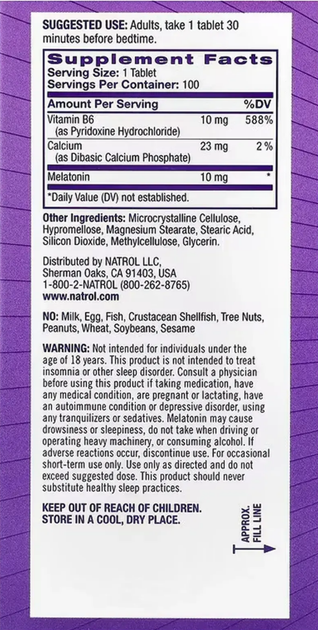 Мелатонин медленного высвобождения 10 мг Natrol Melatonin Advanced Sleep 100 таблеток - изображение 3