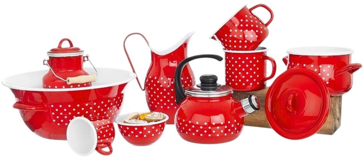 Kubek Orion Tecka emaliowany w grochy Czerwony 1.9 l (8592381160432) - obraz 2