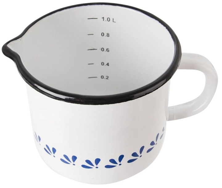 Kubek Orion Modrobila emaliowany z miarką Biały 1.2 l (8592381166748) - obraz 2