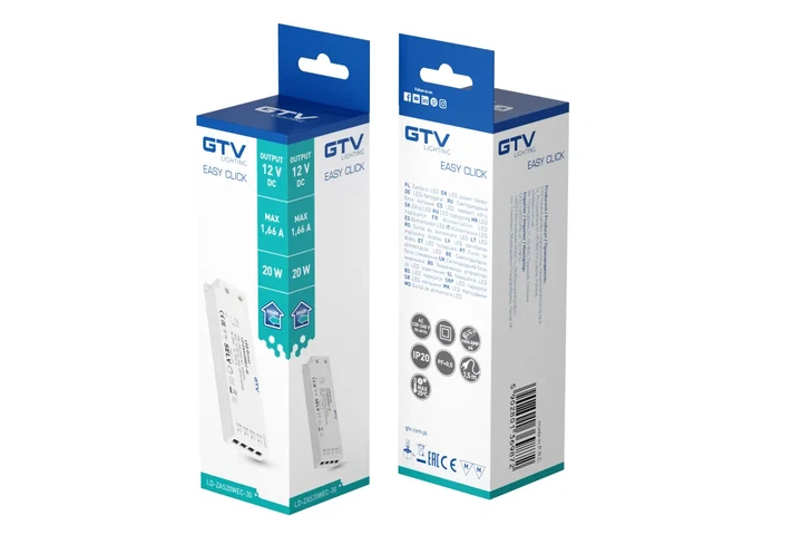 Трансформатор GTV SLIM EASY CLICK 12V 20W з проводом і miniAMP (00051582) - изображение 3