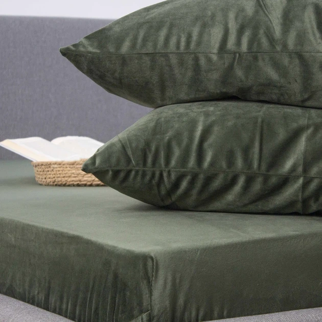 ПростыньТЕП "VELOUR" с резинкой темно-зеленый, 160x200 - изображение 7