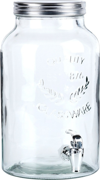 Скляна банка для напоїв Vilde з краником 6.2 л (5904316470982) - зображення 1