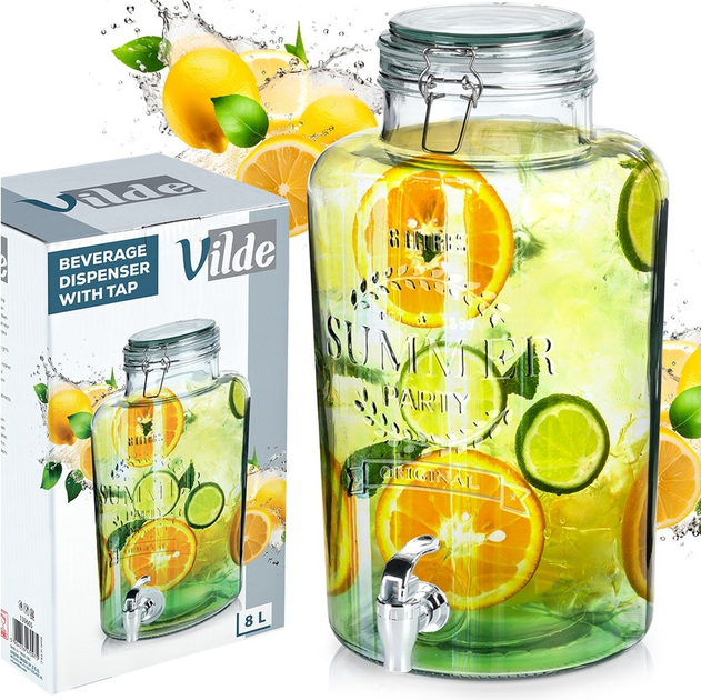 Скляна банка для напоїв Vilde з краником 8 л (5904316470975) - зображення 5