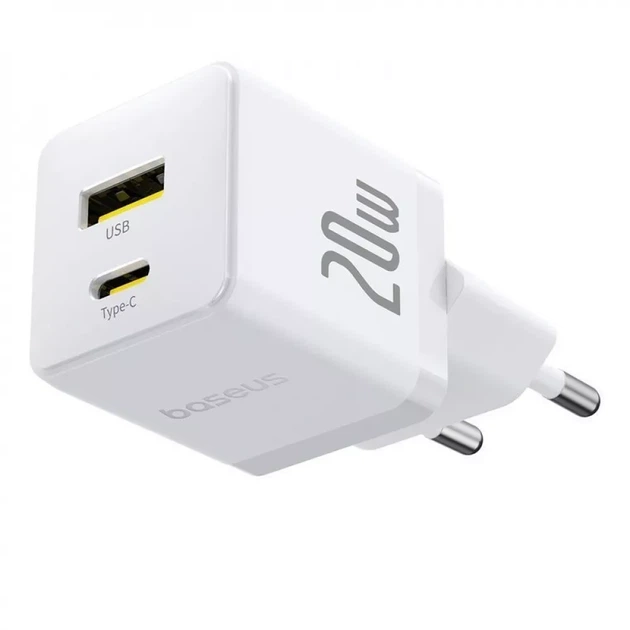 Зарядное Устройство Baseus Palm Fast Charger 20W (Type-C+USB) + кабель Type-C-Type-C 60W (1m) white - изображение 4