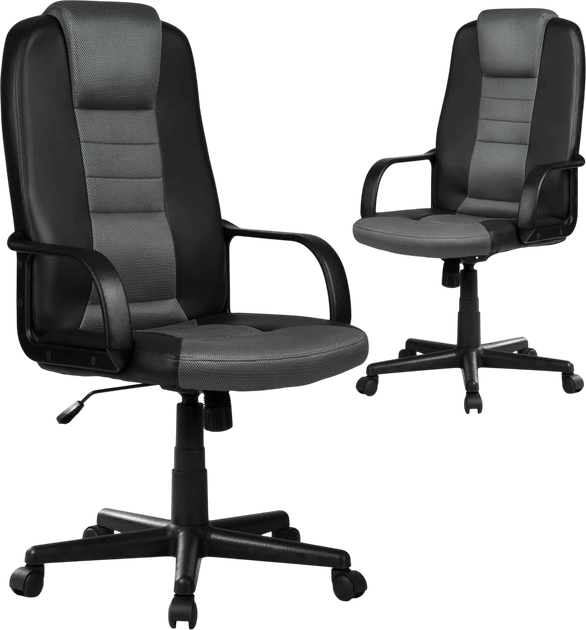 Офісне крісло Sofotel 518B шкіряне з мікросіткою Чорно-сіре (5908220477037) - зображення 2