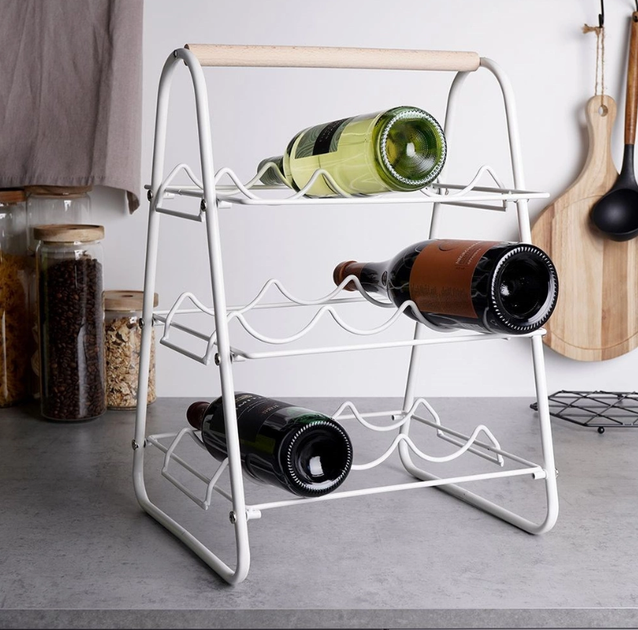 Підставка для вина Excellent Houseware металева на 9 пляшок Біла 33 x 29 x 46 см (8720573226486) - зображення 7