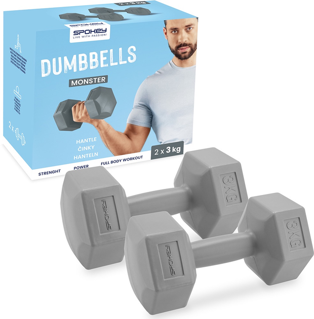 Набір гантелей Spokey MONSTER 2 x 3 кг K943621 (5905339436214) - зображення 6