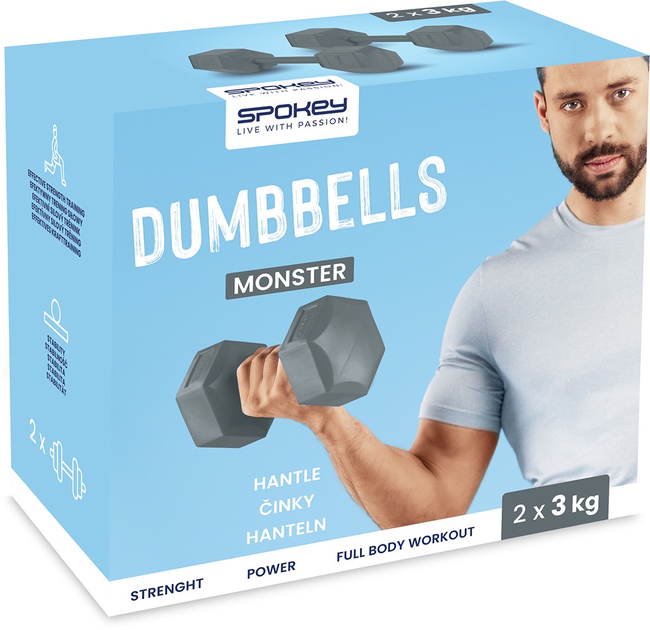 Набір гантелей Spokey MONSTER 2 x 3 кг K943621 (5905339436214) - зображення 7