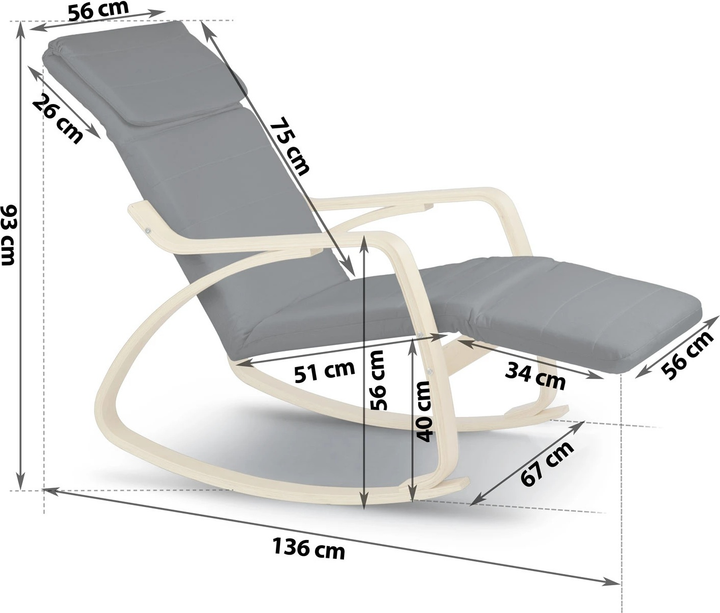 Fotel wypoczynkowy bujany Sofotel Suzi Szary (5908220477211) - obraz 9