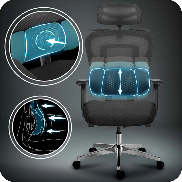 Офісне крісло Sofotel Talin з мікросітки Чорне (5903890629014) - зображення 8