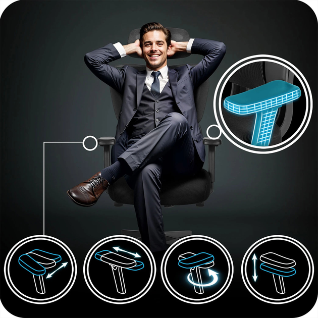 Офісне крісло Sofotel Talin з мікросітки Чорне (5903890629014) - зображення 9