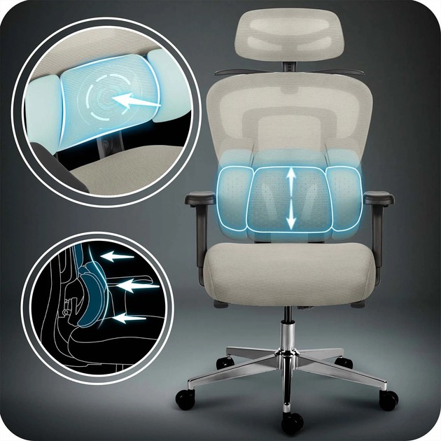 Офісне крісло Sofotel Talin з мікросітки Сіре (5903890629021) - зображення 8