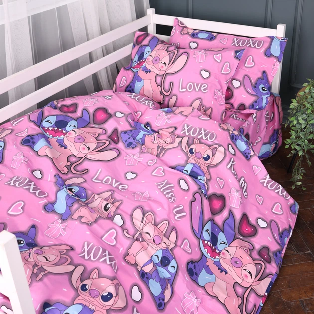 Простирадло MirSon Дитяче 110х160 см 17-0871 Stitch & Angel Pink Kids Time (2200012152256) - зображення 3