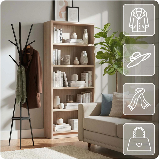 Wieszak na ubrania stojący Massido MS-869 metalowy z półką (5903890631376) - obraz 5