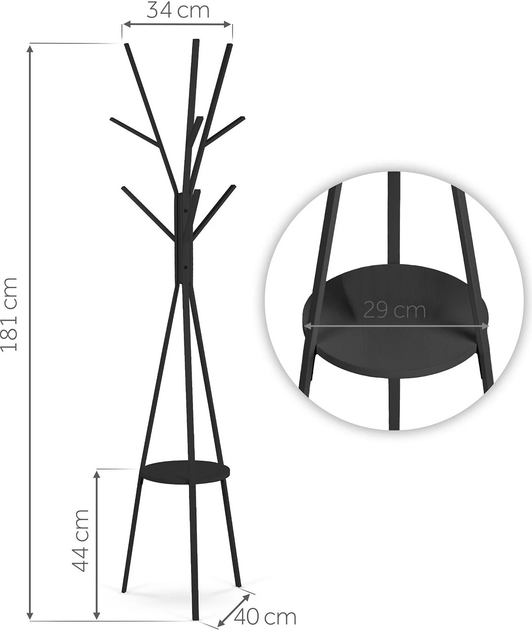Wieszak na ubrania stojący Massido MS-869 metalowy z półką (5903890631376) - obraz 11