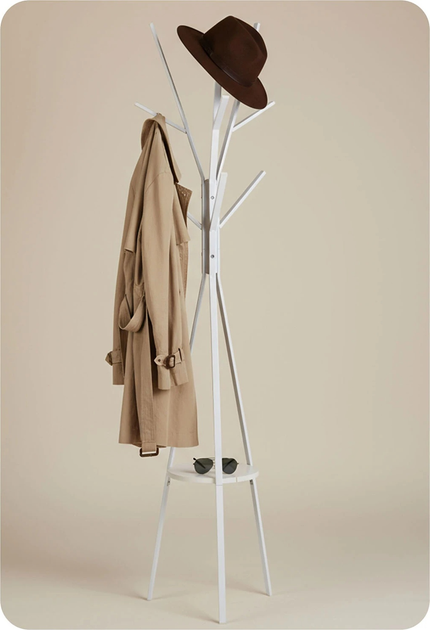 Wieszak na ubrania stojący Massido MS-869 metalowy z półką Biały (5903890631390) - obraz 9