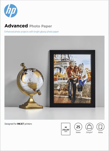 Papier fotograficzny HP Advanced Glossy Photo Paper 210x297 mm 250 g/m² 25 arkuszy (Q5456A) - obraz 1