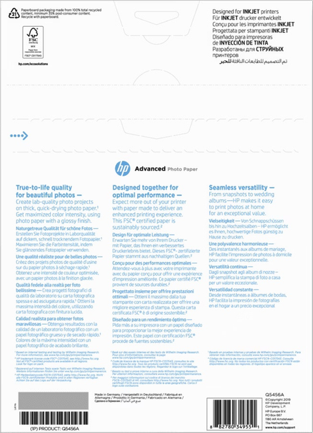 Papier fotograficzny HP Advanced Glossy Photo Paper 210x297 mm 250 g/m² 25 arkuszy (Q5456A) - obraz 3