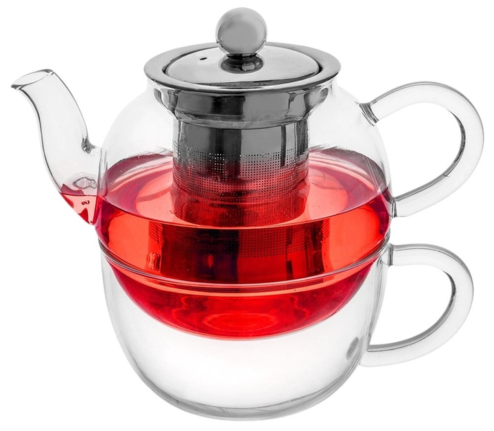 Чайник для заварювання Orion скляний з заварником і чашкою 300 / 350 мл Прозорий 2 елементи (8592381220976) - зображення 4