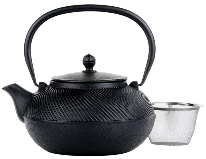 Чайник для заварювання Vilde Cast Line чавунний емальований з заварником Чорний 1 л (5904316487744) - зображення 2