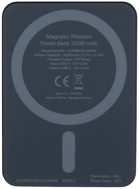 Powerbank Guess MagSafe 4G Strassed Metal Logo 3000mAh 5W USB-C Black (3666339170141) - obraz 4