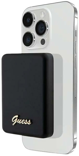 Powerbank Guess MagSafe 4G Metal Script Logo 5000mAh 15W USB-C Black (3666339172138) - obraz 2