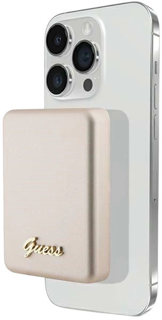 Powerbank Guess MagSafe 4G Metal Script Logo 3000mAh 5W USB-C Gold (3666339171360) - obraz 2